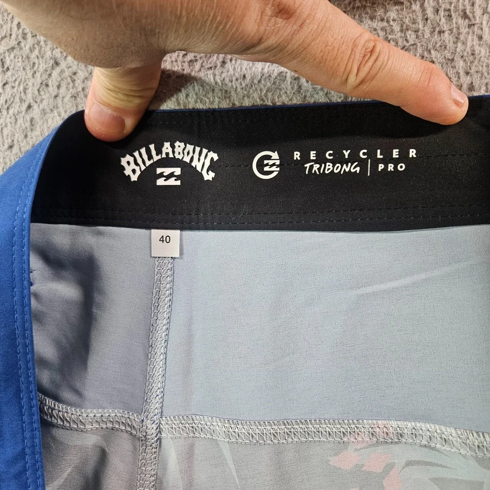 NWT Billabong Swim Trunks‎ Board Shorts Men's 40 - No Liner Palm Leaf Blue Black